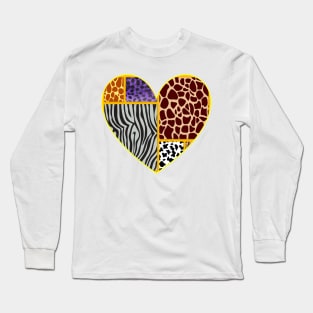 Love Heart Shape Jungle Print Design Long Sleeve T-Shirt